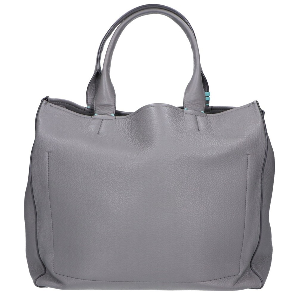 TIFFANY&Co. Tiffany Leather 2-Way Handbag/Shoulder Bag/Tote Bag, Gray, Women's - Picture 3 of 10